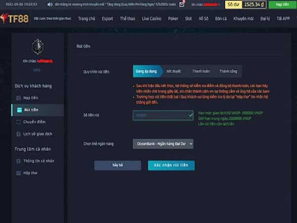 Cổng game đưa ra một số điều kiện khi thực hiện withdraw an toàn